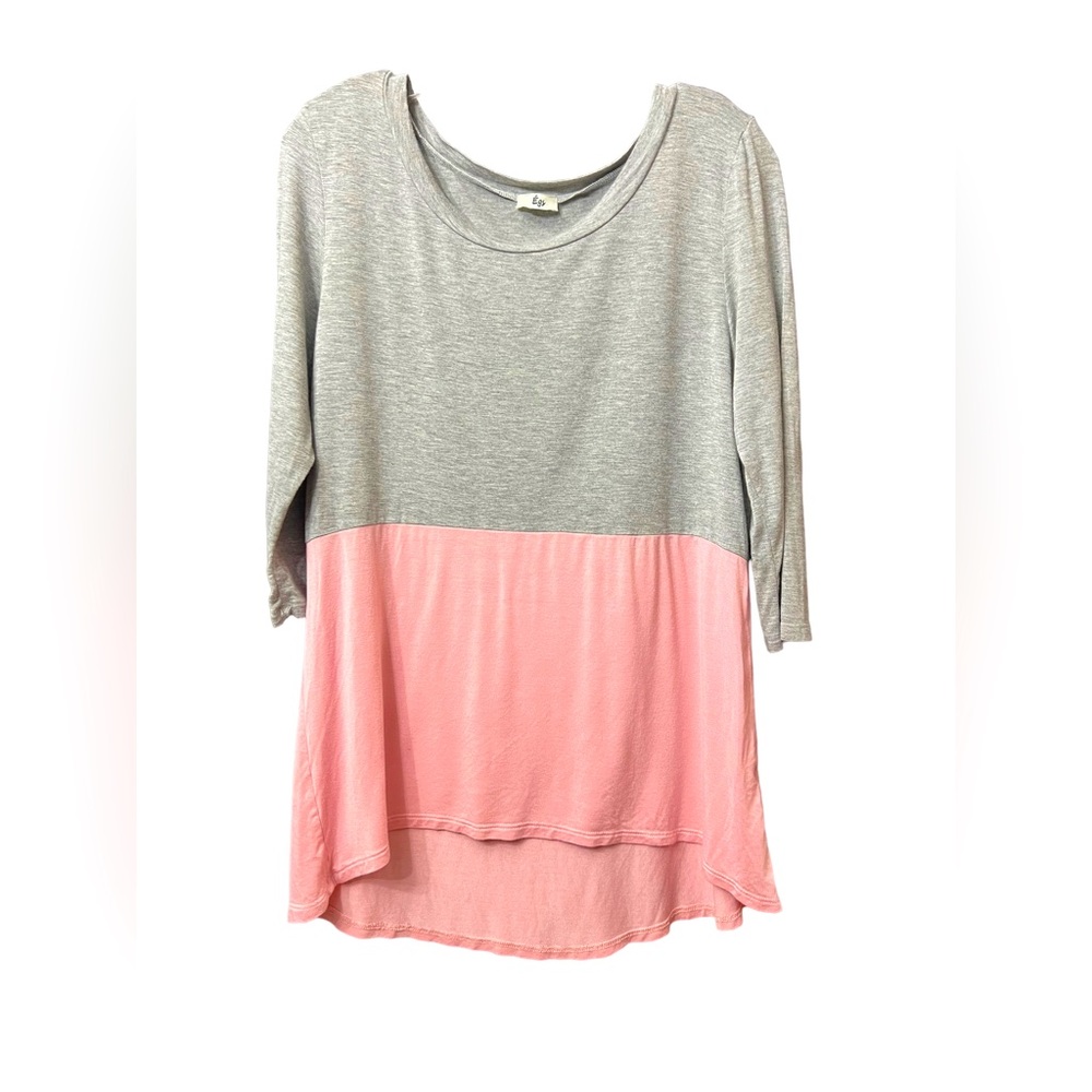 EGS by Elogys color block hi lo top sz medium gray/pink